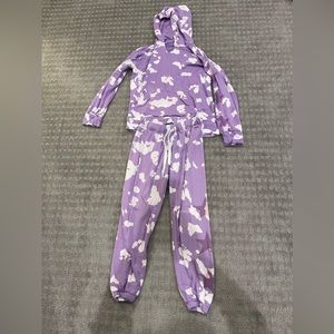 Purple and white tie-dye flowers by Zoe FBZ sweatsuit size medium